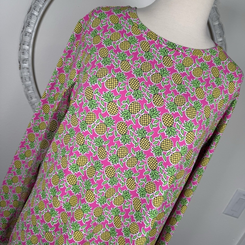 IBKUL Womens Golf Pullover Pink Pineapple Long Sleeve Quarter Zip Mesh Sleeves L